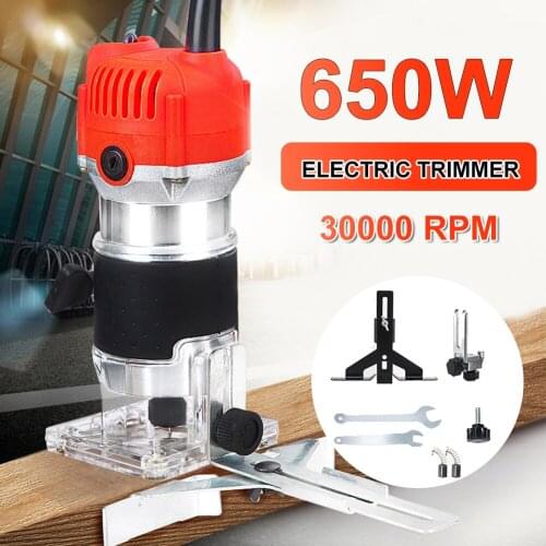 650/800W Electric Wood Trimmer Carpentry Engraving Machine Handhold Manual Tools 30000RPM Slotting Trimming Woodworking Bit Set