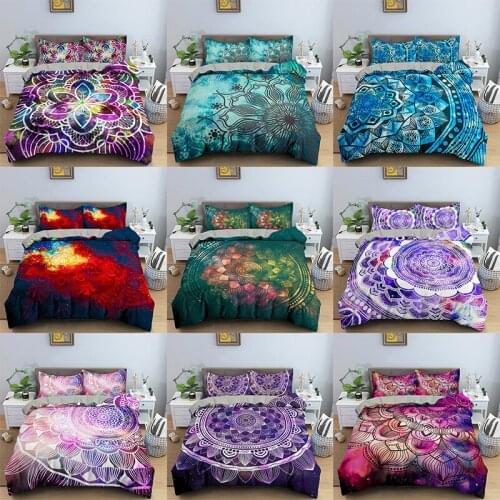 Bohemian 3D Comforter Bedding Sets Vintage Mandala Duvet Cover Set Winter Pillowcase Queen King Size Bedding Bedspread