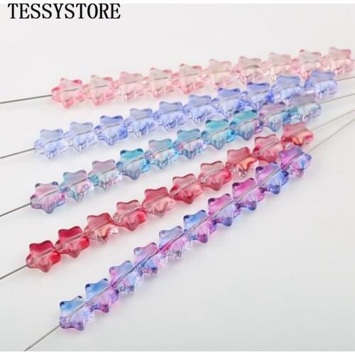 10pcs Five-pointed Star Shape Lampwork Beads Multi Gradient Color Glass Beads For Jewelry Making Hairpin Handmade Accessories