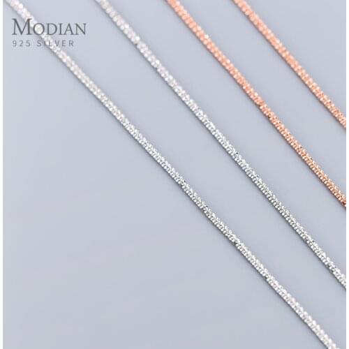MODIAN Real 925 Sterling Silver Starlight Chain Necklace for Women Fashion Rose Gold Color Short Snake Bone Chain Fine Jewelry
