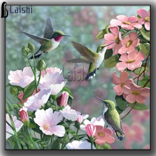 DIY Diamond Painting Kingfishers and flowers Full Square Diamond Embroidery BIrd Animal Rhinestones Pictures Crafts Kit decor