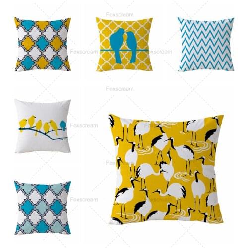 Home Textile Pillow Cover Geometric Decorative Pillows Case Animal Yellow Bird Cushion Cover Home Decor Pillowcase For Sofa