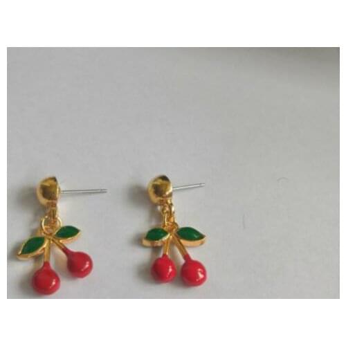 Ex720 Summer beach Fashion cute cartoon Fruit Cherry studs earrings 2021 trend Womens Jewelry Accessories
