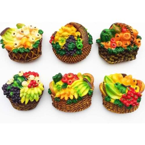 Handmade Painted Fruit Basket 3D Fridge Magnets World Travel Souvenirs Refrigerator Magnetic Stickers Home Decoration