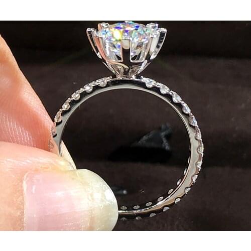 18K Au750 White Gold Women Ring Moissanite Diamonds 1 2 3 4 5 Carat Round Wedding Party Engagement Anniversary Ring Trendy