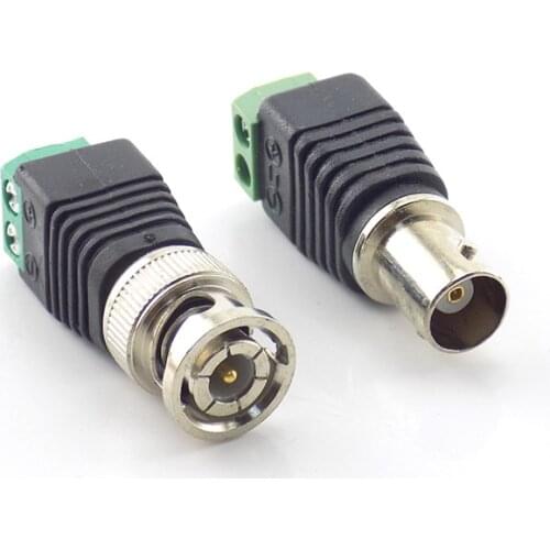 1 Pair BNC Connector Male Coax Cat5 to BNC Female Plug DC Adapter Balun Connector for CCTV Camera Accessories Led Strip Lights