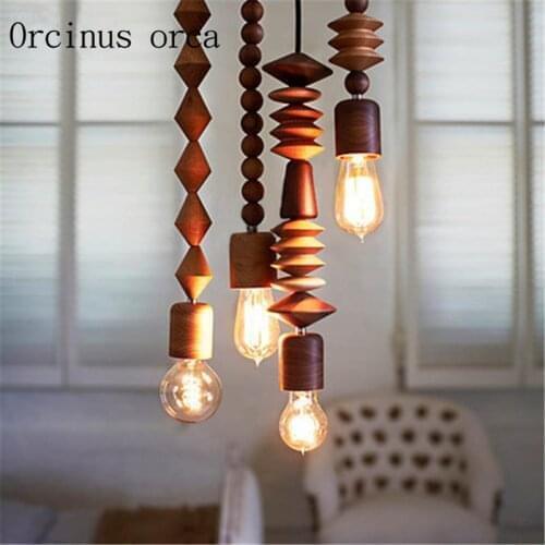 Loft retro style personality art originality chandelier bar restaurant cafe glass solid wood firefly pendant lamp Postage free