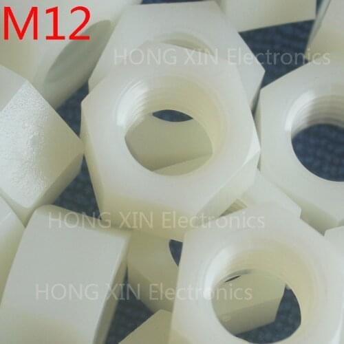 M12 white 50pcs nylon hex nut 12mm plastic nuts Meet RoSH standards Hexagonal PC Electronic accessories Tools etc high-quality