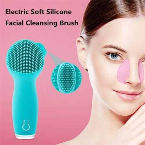 Mini Electric Facial Cleansing Brush Waterproof Silicone Sonic Face Brush Handheld Cleaning Device Rechargeable Pore Cleaner