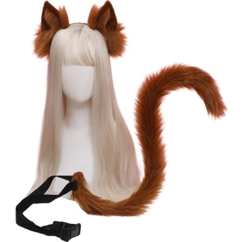 Colors Opintional Sexy Anime Ears Hairhoop Plush Cat Ears Tail Set Lolita Accessories Cosplay Halloween