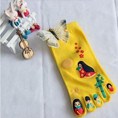 Hiking Camping Travelling Finger Socks multi-colors For Women Cute Adult Cartoon Cotton Sport Socks Wear Wholesale