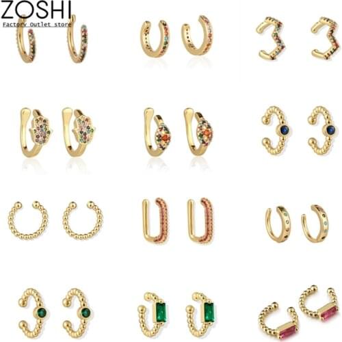 Fashion1 Pair New Tend Copper Micro Pave Zirconia Charming Ear Bone Clip Earrings Without Piercing For Women Girls Jewelry