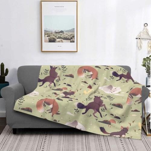 Patterns Fox Blankets Fleece Autumn/Winter Smart Animal Multi-function Soft Throw Blankets for Bed Office Plush Thin Quilt