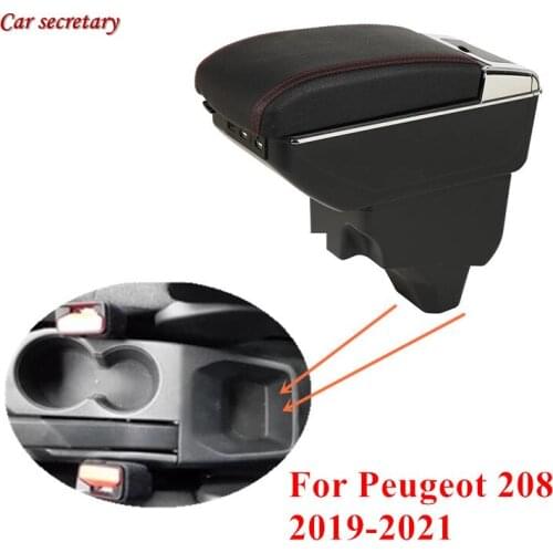 Armrest For Peugeot 208 2019-2021 Dual Layer Heighten USB Charging Centre Console Storage Box Car Styling Decoration Accessories