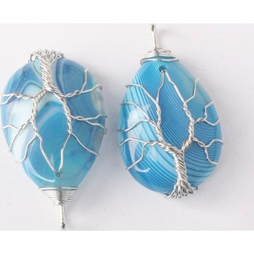 Blue Botswana Agates Pendant 1PC