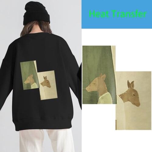 European retro style ins popular vinyl heat transfer sticker for decorative T-shirt sweater animal pattern sticker can be washed