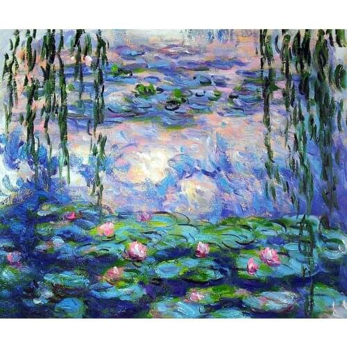 Hand Painted Flower Oil Canvas Painting Landscape Painting Water Lilies by Claude Monet Wall Arts for Home Decor High Quality