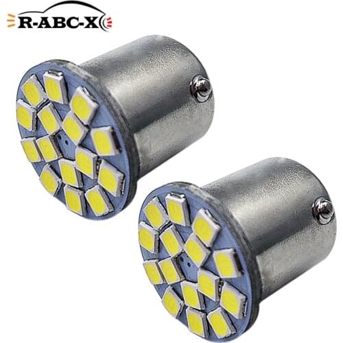 RUIANDSION 4Pcs BA15S 1156 Amber LED P21W 6V Car Turn Reverse Rear Light 3030SMD Motorbike Signal Lamp Non-Polarity White 360Lm
