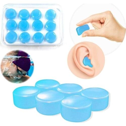 12PCS Silicone Ear Plugs Noise Cancelling EarPlugs Waterproof Reusable Sleep Earplugs