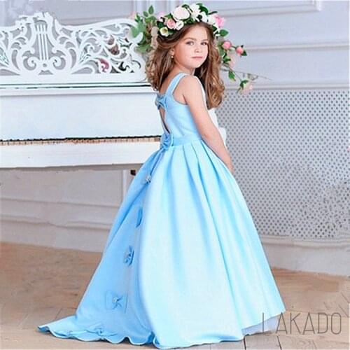 Light Blue Flower Girl Dresses for Wedding Cinderella Girls Dress Princess Children Party Ball Gown First Communion Dress