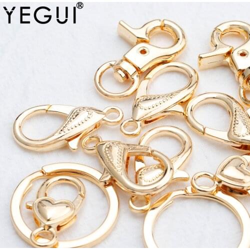 YEGUI M817,jewelry accessories,18k gold plated,0.3 microns, lobster clasp hooks,necklace bracelet,jewelry making,10pcs/lot