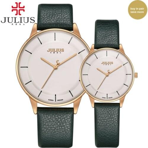 JULIUS Man Woman Watch Couples Top Brand Luxury Simple Leather Strap Ultra Thin Watches Cheap Promotion Design Clock Hour JA-957