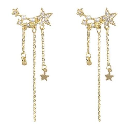 10 pair /lot fashion jewelry accessories cute metal star tassel earrings for women