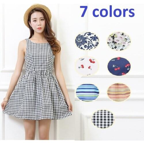 New Summer 2016 Fashion women cotton floral printed sundresses flare dress suspenders empire casual tank dress vestidos 6 colors