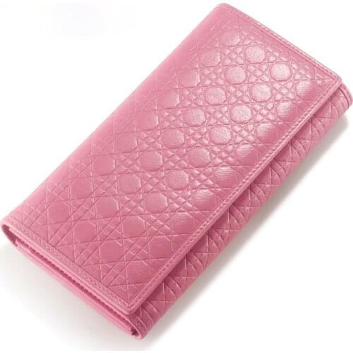 Womens wallet leather rhombus pattern clutch Korean fashion tri-fold womens wallet