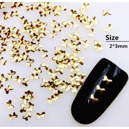 500Pcs/Lot 2*3mm Gold Silver Butterfly Rivets Studs Metal Alloy Nail Art Parts Decorations 3D DIY Accessories Stickers/Charms