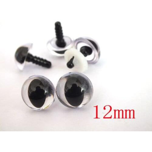 100pcs 12 mm Safety Eyes clear cat eyes toy accessories with washers -yellow