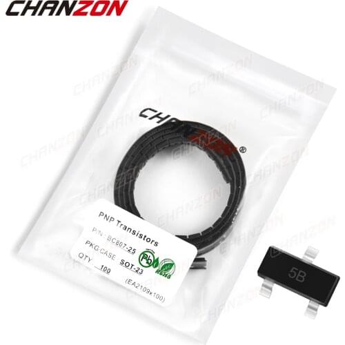 100Pcs BC807-25 SOT-23 PNP Transistor Bipolar Junction BJT Triode Tube Fets SMD BC 807 Mark 5B -500mA -50V Integrated Circuits