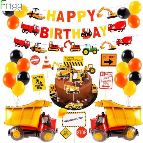 Frigg 38PCS Construction Party Decoration Dump Truck Happy Birthday Party Decor Kids Kits Set Baby Shower Party Favor Supplies