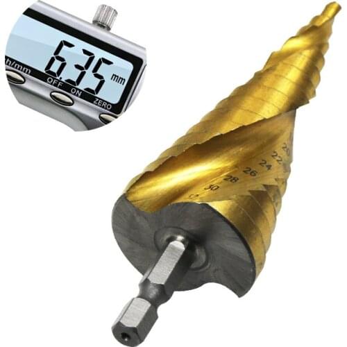 4-32mm Titanium Coated Pagoda Shape Step Drill Bit HSS Triangle Shank Hole Drill Cone Drill Bit Step Drill
