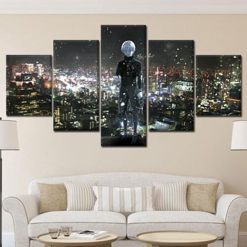 5 Pieces Canvas Art HD Print Painting Anime Poster Tokyo Ghoul Modern Modular Frame Home Decor Childrens Room Unique Gift