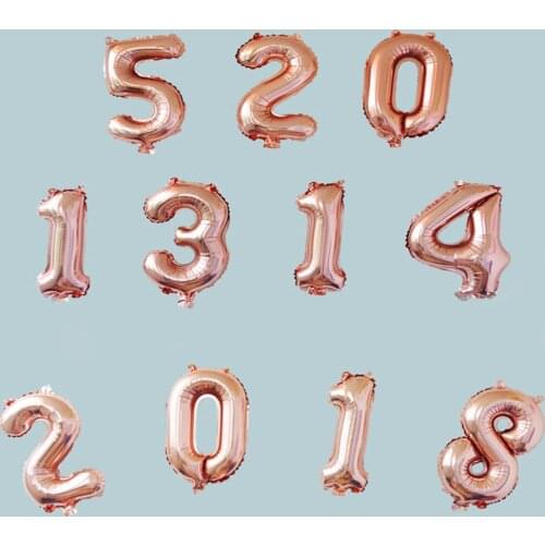 50pcs/lot 16 inch Rose Gold Number Foil Balloons Air Balloon Wedding Birthday Decorations Event Party Supplies Happy New Year