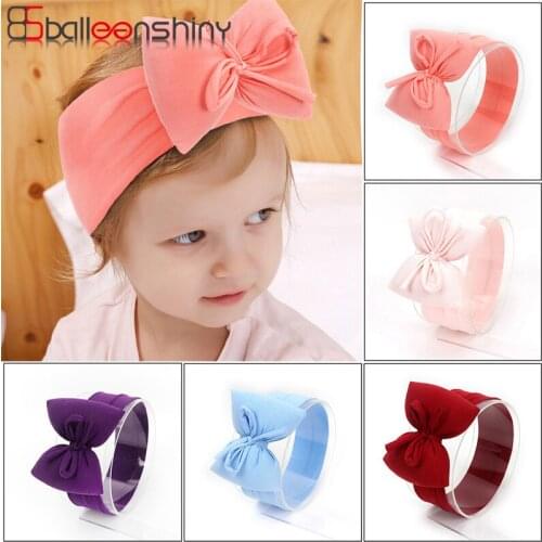 BalleenShiny 2020 2PCS 10colors Bow Headband Hot Sale Little Princess Baby Fashion Headwear Accessories Hair Ring cotton Soft