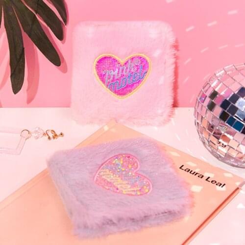Bentoy Plush Mini Wallet Heart Embroidery Harajuku Short Money Holder Girly Heart Toddler Mony Bag Coin Purse for Women 2020