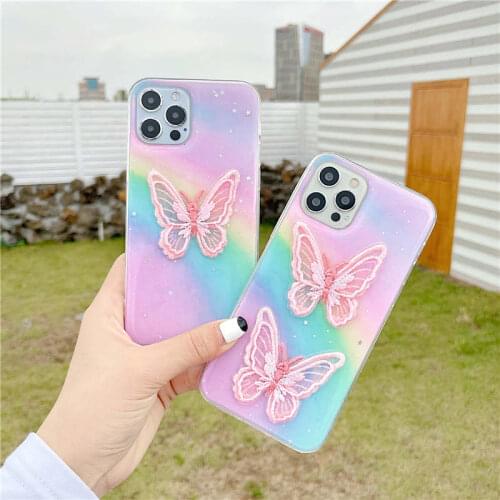 Glitter Rainbow Cute Butterfly Case For OPPO A9 A5 2020 A31 A91 A52 A53 A93 A15 F7 F9 F11 F17 Pro R17 A3S Realme XT C2 C15 Cover