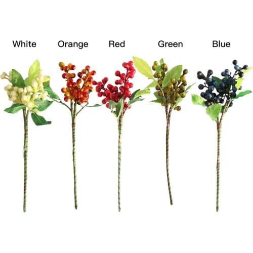 Blueberry Plant Stamen Flower Simulation Berry Christmas Fake Vivid And Lifelike Never Fade Bouquet Greening Olive Fruit Branch