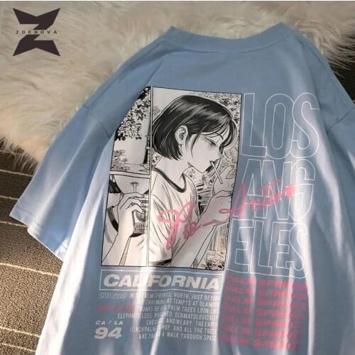 Japanese Anime Handsome Girly Print 2021 T-Shirt Women Summer Streetwear Clothes Short Sleeve Casual Cotton Female Harajuku Top