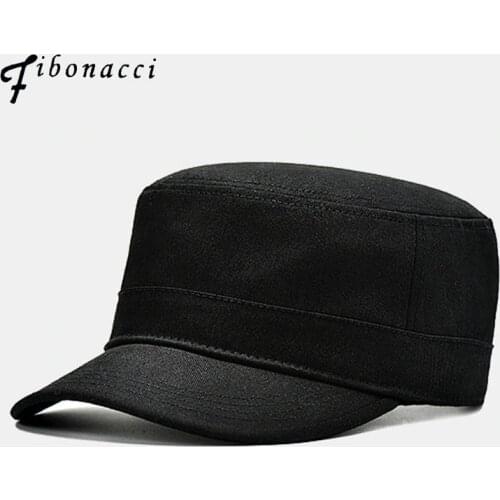 Fibonacci High Quality Black Military Cap Cotton Flat Top Men Tactical Army Hat