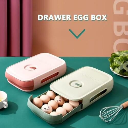 Refrigerator Fresh-keep Egg Box Kitchen Storage Box With Lid Drawer Type Fruits Household Kitchen Storage Egg Storage Container