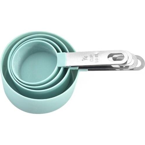 4PCS Measuring Cup Set Plastic Mixed Sizes Measuring Spoons Stainless Steel Handle Scale Measuring Spoon Small Tablespoons