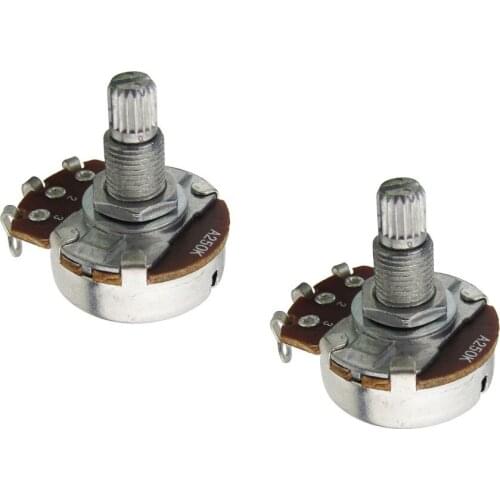 NEW 2pcs Full Size A250K Guitar Tone Volume Control Potentiometers Pots Long Split Shaft 18mm