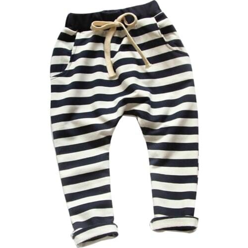 2017 spring&Autumn new fashion 100% cotton Stripe boys pants girls harem pants kids for 1-10 year children pants baby pants
