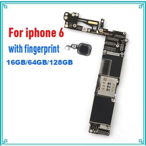 Original motherboard for iphone 6 Black color with home button Fingerprint Identification IOS system 16G/64G/128G board