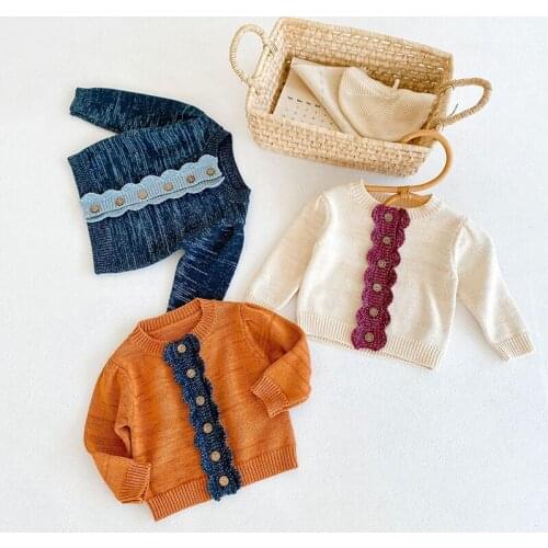 Autumn Baby Girls Coat Baby Sweater Toddler Cardigans Newborn Knitwear Sweet Lace Cardigan Long-sleeve Cotton Baby Jacket Tops