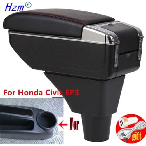For Honda Civic EP3 Armrest Box central Store content box with cup holder ashtray decoration products USB interfac