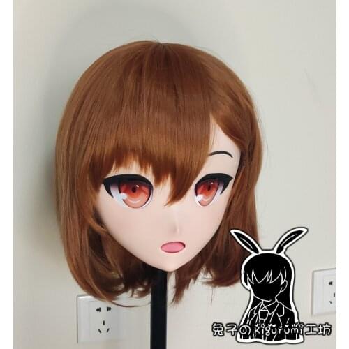 RB910)Full Head Female Resin Cosplay Japanese Role Play Misaka Misuzu Kigurumi Mask Crossdresser Doll Transgender Mask